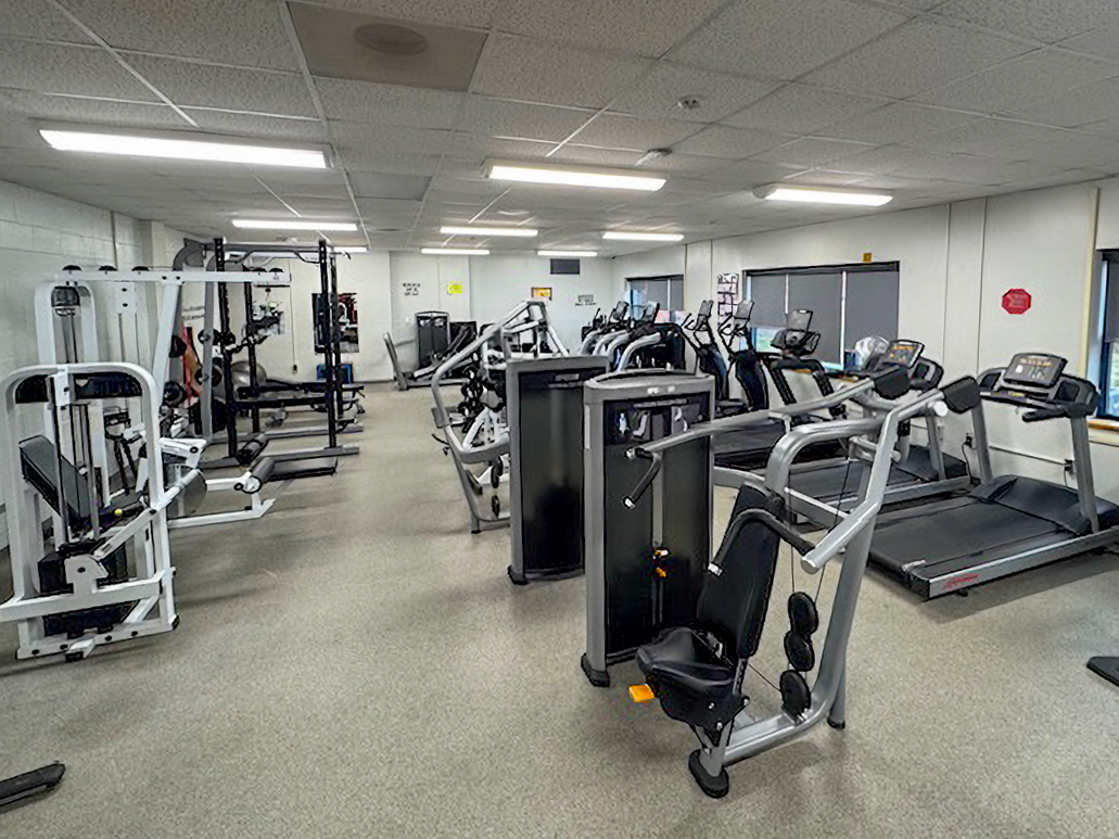 Various fitness equipment in a room